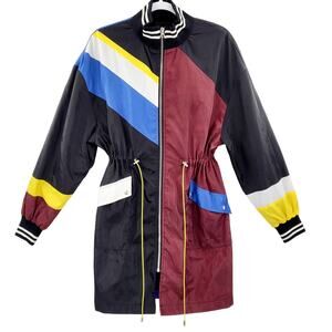 Me Jane Black Multicolored Colorblock Adjustable Windbreaker Jacket Women's Sz M